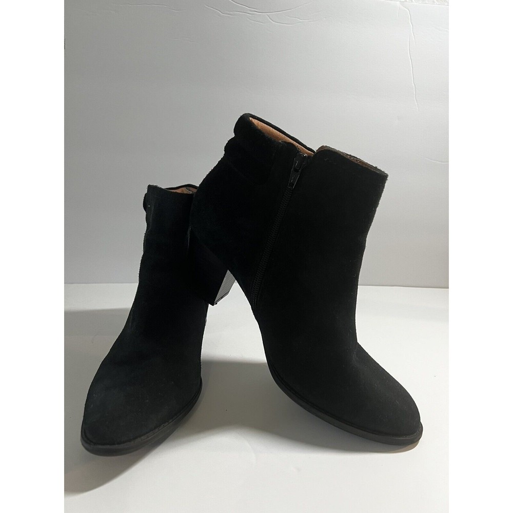 Vionic Comfort Bootie Jessie Size 9.5 Black Suede Leather Orthotic  Side Zip